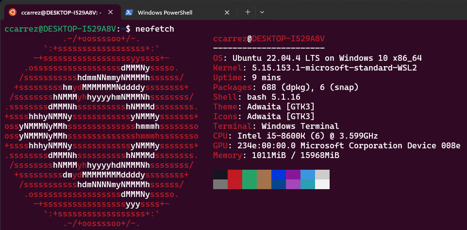 WSL neofetch